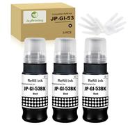 JoyPrinting 70ml GI53 GI-53 Refill Ink Replacement for Canon GI-53 GI53 Ink Bottles Compatible with Canon PIXMA G550/G650 Printer (3-Pack 70ML, Black)