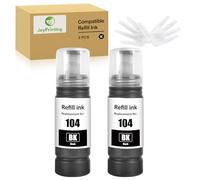 JoyPrinting E104 Ink Black Compatible with E104 Printer Cartridges Refill Ink Multipack for Epson Ecotank ET-1810 ET-2710 ET-2711 ET-2712 ET-2714 ET-2811 ET-2812 ET-2814 ET-2815 ET-2822 6, 2X 7. 60 ml