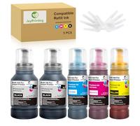 JoyPrinting E104 Ink Bottle Compatible with Epson Ink Refill Kit for Ecotank ET-1810 ET-2710 ET-2711 ET-2712 ET-2714 ET-2715 ET-2720 ET-2721 ET-2726 ET-2810 ET-2811 (140ml Black, 70 ml colour)