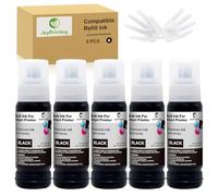 JoyPrinting Ink Compatible with Ink Bottle Multipack for ET-1810 ET-2710 ET-2711 ET-2712 ET-2714 ET-2820 ET-2821 ET-2825 ET-2826 4700 ET-4800 (5Black)