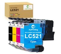 JoyPrinting LC521 Ink Cartridge Replacement for Brother LC521 Ink Compatible for DCP-J1260W DCP-J1310DW DCP-J1313DW DCP-J1360DW DCP-J1460DW (1 Black, 1 Cyan, 1 Magenta, 1 Yellow)