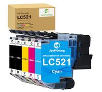 JoyPrinting LC521 Ink Cartridges Replacement for Brother LC-521 Ink Compatible with Brother DCP-J1260W DCP-J1310DW DCP-J1313DW DCP-J1360DW DCP-J1460DW (2 Black, 1 Cyan, 1 Magenta, 1 Yellow)