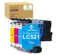 JoyPrinting LC521 Ink Cartridges Replacement for Brother LC521 LC521VAL Ink Compatible for DCP-J1260W DCP-J1313DW DCP-J1360DW DCP-J1310DW DCP-J1460DW Printer (1 Cyan, 1 Magenta, 1 Yellow, 3Pack)