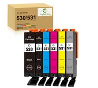 JoyPrinting PGI-530 CLI-531 Ink Cartridges Replacement for Canon PGI-530XL CLI-531XL Ink Cartridges Compatible with Canon TS8750 TS8751 (Pigment Black, 1 Black, 1 Cyan, 1 Magenta, 1 Yellow, 1 Gray)
