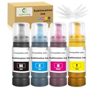JoyPrinting Sublimation Ink Compatible with Epson Ecotank ET-1810 ET-2710 ET-2711 ET-2712 ET-2714 ET-2715 ET-2720 ET-2721 ET-2726 ET-2810 ET-2811, 4 x 70 ml Cyan, Cyan, magmaga, Yellow Sublimation Ink
