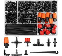 JOYPRO Drip Irrigation Fittings Kit for 1/4 Inch Tubing, 240 Pcs 1/4" Drip Line Barbed Connectors for Drip Systems - Nozzles,Micro Drips,Single Barbs,Tees,Couplings,Cross,End Plugs,Elbows,Hose Stakes