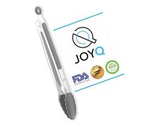 JOYQ Kitchen Tongs - 9 Inch Kitchen Utensil Cooking Tongs with Padlock System - Easy Grip Food Grade Silicone Tongs for Meat, BBQ, Frying and Serving (9 inch, Grey)