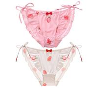 Joyralcos Japanese Stawberry Print Bikini Panties 2 Pack Briefs Cosplay Anime Underwear, Strings Style, One size
