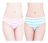 Joyralcos Japanese Striped Panties Bikini Cotton Anime Blue Pink Cosplay Underwear 2 Pack Briefs, Classic Briefs, One size