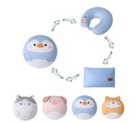 JOYRAVO Kids Travel Pillow Sleep Pillow Plush Toy 3 in 1 Transformable Neck Pillow U-shaped Pillow Transformed into Cuddle Pillow Cute Doll Comfortable Sleep & Play For Flight Travel-Penguin