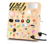 Joyreal Montessori Busy Board for Toddlers, LED Activity Board with Hand Crank Generator, 22 LED Lights & 11 Switches - Sensory Educational Toy for Fine Motor Skills, Gift for Boys Girls 1 2 3 Years