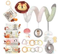 Joyreal Spiral Pram Toys for Babies - NewbornToys, Car Seat Sensory Toys, Baby Rattles, Linking Rings, Baby Books 0-12 Months Gifts for Girls Boys