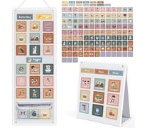 Joyreal Visual Schedule for Kids, Morning Bedtime Routine Chart for for Toddlers, Daily Schedule Behavior Chore Chart with 135 Cards for Home School (Boho)