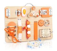 Joyreal Wooden Busy Board for Toddlers - Montessori Toys Sensory Activity Board Travel for Plane Fine Motor Skills Gift for Girls Boys