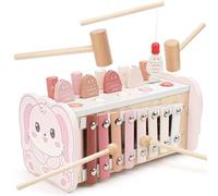 Joyreal Wooden Montessori Toys for 18+ Months Old - Educational Hammering Pounding Baby Toy With Xylophone Magnetic Fishing Game Birthday Gifts For 2 3 4 Year Olds Boys Girls