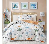 Joyreap 3-Piece Cotton Quilt Set Full/Queen, Cute Dinosaur Reversible Design for Kids Boys n Girls, Breathable Quilt Bedspread Bed Cover for All Season, 1 Quilt and 2 Pillow Shams- 90x90 inches