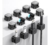 JOYROOM 12 Pack Cable Tidy Clips Adjustable Cord Organiser Magnetic Cable Management Self Adhesive Wire Holder for Desk, Nightstand, Charging Cables, HDMI, USB, Audio Cable, Office, Home,Black