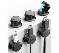 JOYROOM 6 Pack Cable Tidy Clips Cord Organiser Magnetic Cable Management Self Adhesive Wire Holder for Desk, Nightstand, Charging Cables, HDMI, USB, Audio Cable, Office, Home, Black