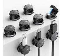 JOYROOM 9 Pack Cable Tidy Clips Cord Organiser Magnetic Cable Management Self Adhesive Wire Holder for Desk, Nightstand, Charging Cables, HDMI, USB, Audio Cable, Office, Home, Black