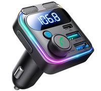 JOYROOM Bluetooth 5.3 FM Transmitter Car Adapter [Loudest Dual Microphones & High Fidelity Deep Bass Sound] PD & QC 3.0 USB C Car Charger, Cigarette Lighter Adapter