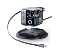 JOYROOM PODIX 140W 5-in-1 GaN Ultra Charging Station, USB-C Fast Charger with 2 Retractable 100W Cables (80cm), 1.54" Smart LCD Display, Compatible with MacBook, iPhone, Samsung | For Office & Home