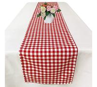 Joysail Red and White Gingham Table Runner - 72 Inch Cotton Checkered Plaid Table Runner for Home Kitchen Dinner Party Table Decorations - Valentines Day