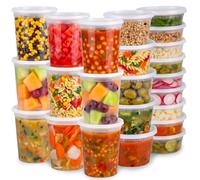 JoyServe 24 Sets Deli Containers with Lids - 8oz, 16oz & 32oz - Leak Proof, Microwaveable, Dishwasher & Freezer Safe - Plastic Food Storage & Soup Containers