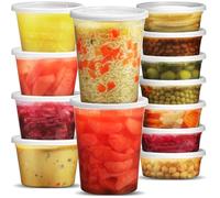 JoyServe Deli Food Containers with Lids - (24 Pack) 8 Sets of Each Size - 8 Oz - Cup / 16 Oz - Pint / 32 Oz - Quart Sizes Food Storage Takeout Meal Prep Storage, BPA-Free, Dishwasher, Microwave Safe