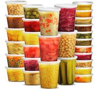 JoyServe Deli Food Containers with Lids - (48 Pack) 16 Sets of Each Size - 8 Oz-Cup / 16 Oz-Pint / 32 Oz-Quart Sizes Food Storage Takeout Meal Prep Storage, BPA-Free, Dishwasher, Microwave Safe