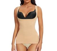 Joyshaper Women Tummy Control Vest Top Open Bust Slimming Tank Top Waist Trainer Compression Camisole Seamless Body Shaper, Beige, M
