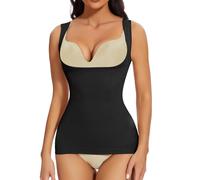Joyshaper Women Tummy Control Vest Top Open Bust Slimming Tank Top Waist Trainer Compression Camisole Seamless Body Shaper, Black, L