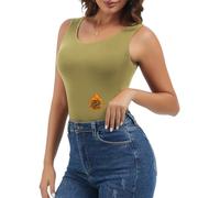 Joyshaper Women's Built-in Bra Thermal Sleeveless Camisole Vest Winter Warm Padded Tank Top Baselayer Underwear Thermals Tops Grass Green M