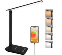 joyshie Desk Lamp Dimmable Led Table Lamp Reading Light with USB Charging Port, 5 Lighting Modes, Touch Control Desk Light, Foldable Nail Lamp for Studying Working Reading Office Bedside