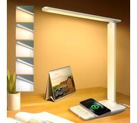 joyshie Desk Lamp Dimmable Led Table Lamp Reading Light with USB Charging Port,Wireless Charging, 5 Lighting Modes, Touch Control Desk Light, Foldable Nail Lamp for Studying Working Reading Bedside
