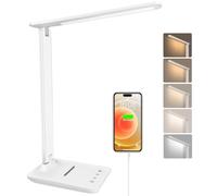 joyshie Desk Lamp Dimmable Table Lamp Reading Light with USB Charging Port, 5 Lighting Modes, Touch Control Desk Light, Foldable Nail Lamp for Studying Working Reading Office Bedside