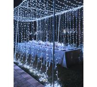 Joysing Curtain Lights 6M*3M 600 LED Curtain Fairy Lights Main Powered, 8 Modes Waterfall Fairy Lights Waterproof Christmas Curtain Lights for Gazebo Wall Wedding Xmas Indoor Outdoor Decorations