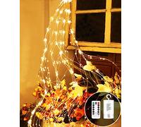 Joysing LED Light Bundle 2 m 200 LED Light Tail Battery Operated 8 Light Modes Christmas Light Waterproof Silver Wire Micro Fairy Lights with Remote for Indoor Outdoor Decor(Warm White)