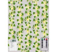 Joysing Vines with Fairy Lights 10M 100 LED Ivy Fairy Lights Battery Operated with Remote, 8 Modes Artificial Ivy Garland Waterproof Christmas Lights Leaf Lights for Bedroom Wall Garden Decorations