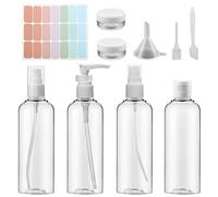 JOYSKY 10 Pack Travel Bottle Set 100ml Clear Travel Bottles Clear Bottles for Travelling 100ml with 1 Funnel and Colorful Label for Shampoo Lotions Cosmetics