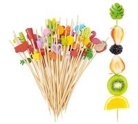 JOYSKY 200-Pack Cocktail Sticks for Drinks Appetizers, Handmade Wooden Cocktail Skewers, Fruit Food Stick Wooden Toothpicks Sandwich Cocktail Picks for Cupcake Decor Cake Party Supplies - 4.72 inch
