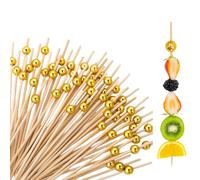 JOYSKY 200 Pcs Disco Ball Cocktail Picks Party Decor with Gold Bamboo Toothpicks Stirrers Skewers Sticks for Appetizers Cupcakes Party Supplies for Christmas, Wedding, and Birthday Decoration