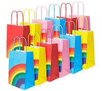 JOYSKY 24 Pcs Rainbow Party Bags Party Paper Bags with Handles 13 x 8 x 22 cm Kraft Bags Treat Sweet Candy Gift Bags for Kids Party Wedding Birthday Favor Celebrations 6 Colour