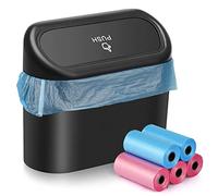 JOYSKY Car Trash Can Mini Trash Can Foldable Car Trash Bin with 100 Pieces Trash Bags Small Storage Box with Lid 15.5 x 6.5 x 14 cm