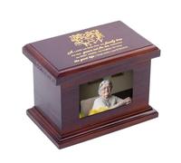 JOYSPARKING 5.5 Inches Small Wood Urns for Ashes, Funeral Memorial Urns with Photo Frame, Small Urns Keepsake Wooden Urns Box and Casket, Picture Frame Keepsakes Urns for Human/Pet Ashes-Tree