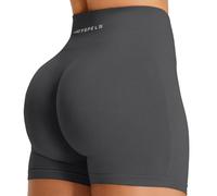 JOYSPELS Butt Lifting Gym Shorts for Women - Seamless Gym Yoga Ladies Soft Smooth Running Cycling Shorts Booty for Women - DarkShadow - M Grey