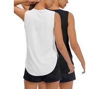 JOYSPELS Ice Silk Workout Tank Tops for Women Cool-Dry Sleeveless Loose Fit Yoga Shirts Athletic, Black/White, XS