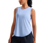 JOYSPELS Ice Silk Workout Tank Tops for Women Cool-Dry Sleeveless Loose Fit Yoga Shirts Long Athletic Tops for Women, Light Blue, M