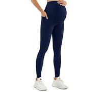 JOYSPELS Maternity Leggings Over The Belly with Pockets Non-See-Through Workout Pregnancy Leggings, Navy-1, XL
