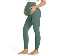 JOYSPELS No See-Through Maternity Workout Yoga Leggings Soft Stretchy Pregnancy Leggings Over The Belly, Blackishgreen, M
