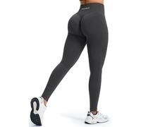 JOYSPELS Seamless Gym Leggings for Women UK - Ruched Scrunch Bums Lifting Leggings Workout Running Activewear Sports Womens Yoga Pants Dark Shadow Grey XL
